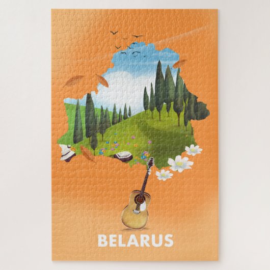 Puzzle Biélorussie Carte poster de voyage. (Vertical)