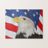Puzzle Bientôt Eagle With Waving Flag of the United State (Horizontal)