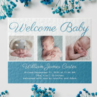 Bienvenue Baby Boy Blue Cute Nouveau-né cadeau pho