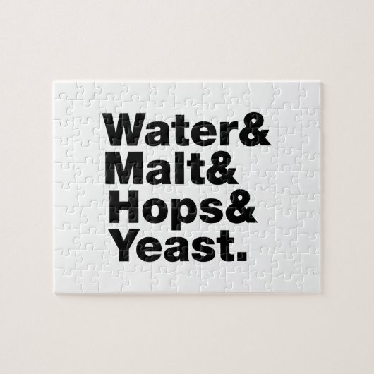 Puzzle Bière = Eau & Malt & Hops & Yeast. (Horizontal)
