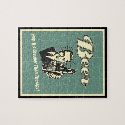 Puzzle Bière : Hey c'est moins cher que la thérapie (Horizontal)