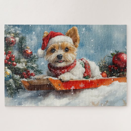 Puzzle Biewer Terrier Chien dans la boue Laisser il neige (Horizontal)