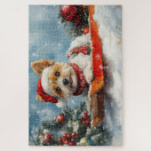 Puzzle Biewer Terrier Chien dans la boue Laisser il neige (Vertical)