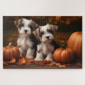 Puzzle Biewer Terrier Chiot Automne Citrouille délice (Horizontal)