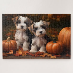 Puzzle Biewer Terrier Chiot Automne Citrouille délice
