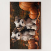 Puzzle Biewer Terrier Chiot Automne Citrouille délice (Vertical)