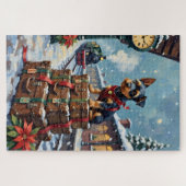 Puzzle Biewer Terrier Christmas Holiday Travel (Horizontal)
