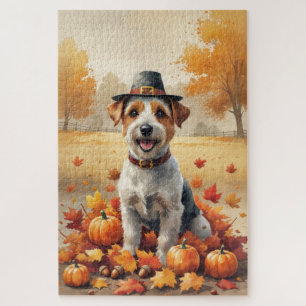 Puzzle Biewer Terrier en automne Feuilles d'Action de grâ