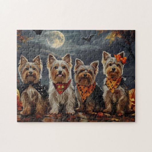 Puzzle Biewer Terrier Halloween Éffrayant (Horizontal)