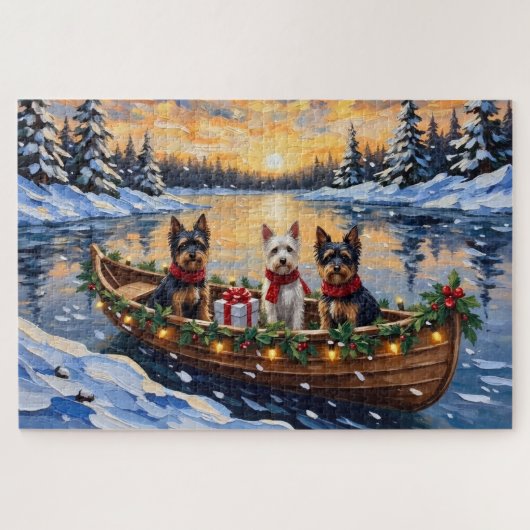 Puzzle Biewer Terrier Noël Bateau Fêtes (Horizontal)