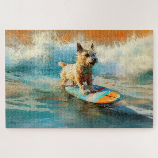 Puzzle Biewer Terrier Plage Surf Peinture (Horizontal)