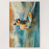 Puzzle Biewer Terrier Plage Surf Peinture (Vertical)
