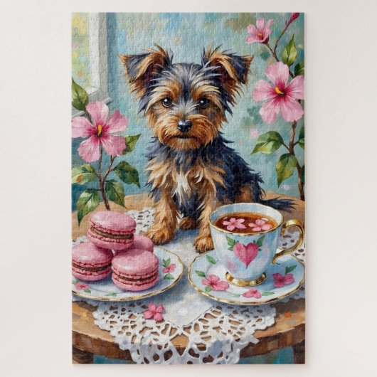 Puzzle Biewer Terrier Valentine's Day Heart Tea Party (Vertical)