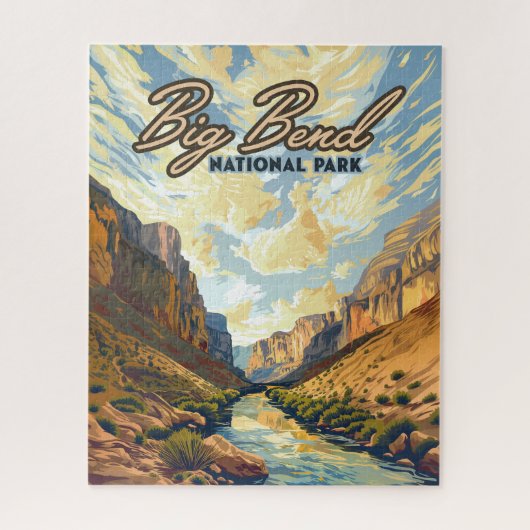 Puzzle Big Bend National Park Texas Desert Retro (Vertical)