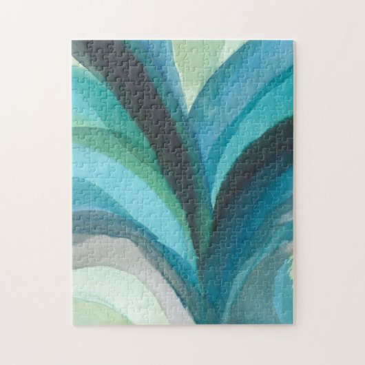 Puzzle Big Blue Leaf I (Vertical)