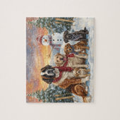 Puzzle Big Dogs Small Dogs Winter Snowman Art (Vertical)