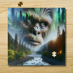 Puzzle Bigfoot, montagnes, rivière et forêt