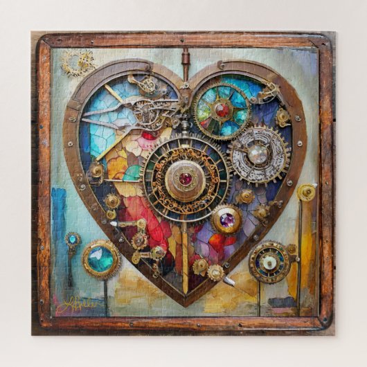 Puzzle Bijoux et cœur de vitrail Steampunk Series (Vertical)