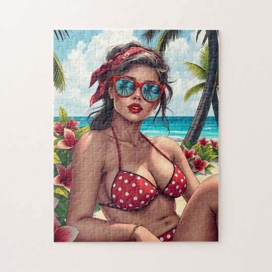 Puzzle Bikini rouge, lunettes de soleil et femme de Banda (Vertical)