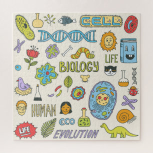 Puzzle Biologie à main, illustration vintage