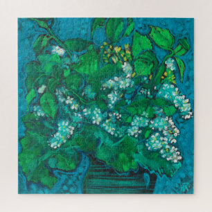 Puzzle Bird Cherry Flowers Blossom Floral Pastel Painting