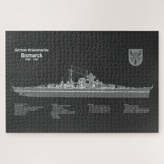 Puzzle Bismarck - Plan directeur du navire de guerre PD (Horizontal)