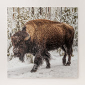 Puzzle Bison (bison) - Buffalo - Neige - 676 pièce (Vertical)