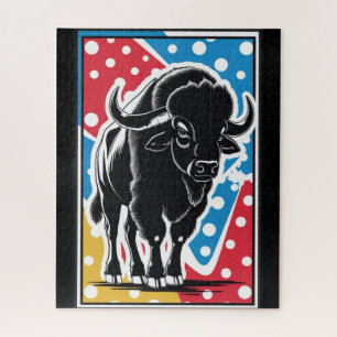 Puzzle Bison - Buffalo Pop Art Vintage Retro