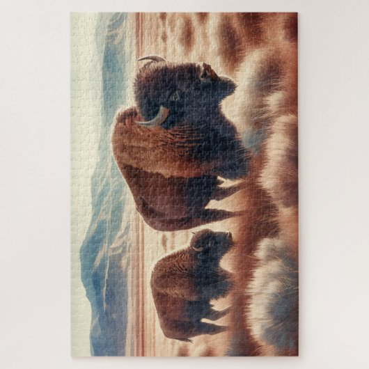 Puzzle Bison d'aquarelle sur les plaines (Vertical)