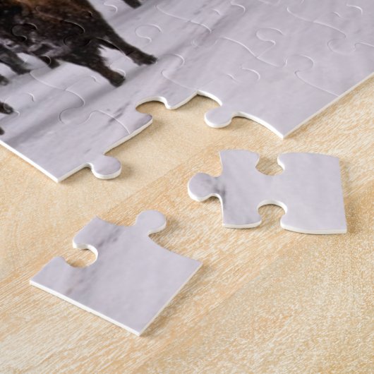 Puzzle Bison en hiver (Côté)