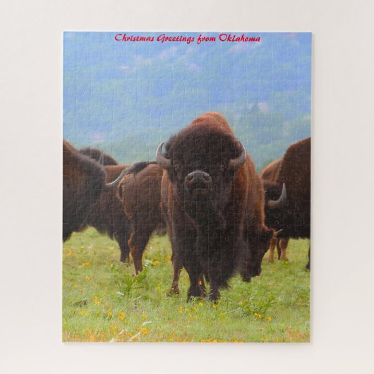 Puzzle Bison sauvage Oklahoma. voeux de Noël (Vertical)