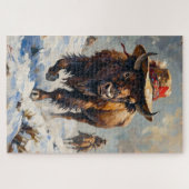 Puzzle Bison Stoic Guardian of the Snowy Plains Hat (Horizontal)