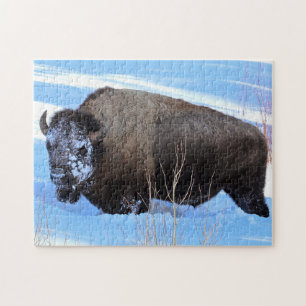 Puzzle Bisons de Yellowstone debout dans la neige épaisse