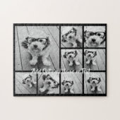 Puzzle Black 9 Photo Square Collage - with script white (Horizontal)