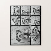 Puzzle Black 9 Photo Square Collage - with script white (Vertical)