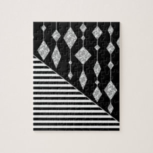 Puzzle Black and white, abstract, geometric, simple, scan