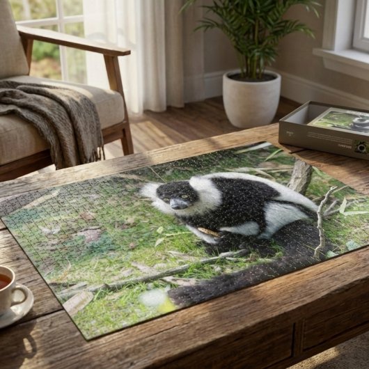 Puzzle Black and White Ruffed Lemur: Wildlife Photography
