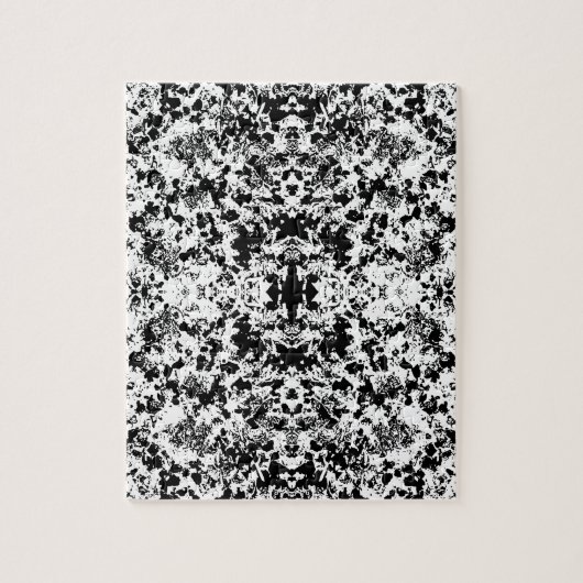 Puzzle Black And White Shapes Pattern (Vertical)