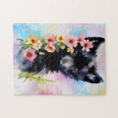 Puzzle Black Baby Wolf petit animal aquarelle peinture d' (Horizontal)