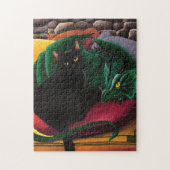 Puzzle Black Cat Green Dragon (Vertical)