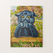 Puzzle Black Cat in a Garden by Louis Wain (Vertical)