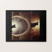 Puzzle Black cat mystère miroir imaginaire foncé (Horizontal)