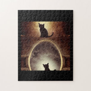 Puzzle Black cat mystère miroir imaginaire foncé