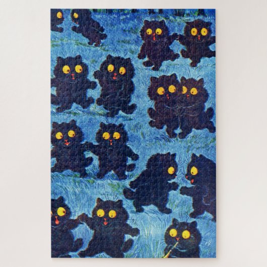 Puzzle Black Cats Dancing in Moonlight, Louis Wain (Vertical)