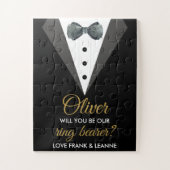 Puzzle Black & Gold Will You Be Our Ring Bearer Proposal (Vertical)