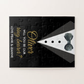 Puzzle Black & Gold Will You Be Our Ring Bearer Proposal (Horizontal)
