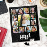 Puzzle Black Graduation K-12 Photo Collage Modern Bold<br><div class="desc">Soyez fier, réjouissez-vous et présentez cette étape importante de votre grade favori. Créez ce puzzle élégant, simple, moderne, personnalisé fin d'études secondaires K - 12 photo collage puzzle puzzle pour un souvenir que vous serez toujours chérir. Un visuel ludique et audacieux, graphique, typographie blanche, ainsi que leur nom, année de...</div>