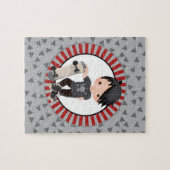 Puzzle Black Haired Skateboard Boy - gris rouge (Horizontal)