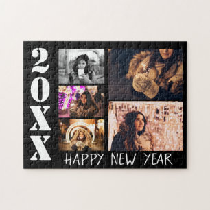 Puzzle Black Happy New Year 2023 5 Photo Collage
