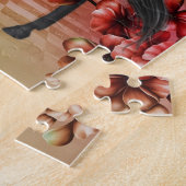 Puzzle Black Horse Flowers Imaginaire Art (Côté)